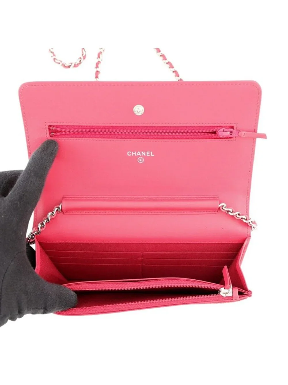 Chanel Chain Wallet CC Logo Caviar Leather Shoulder Bag